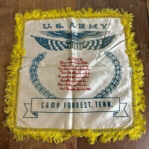 WWII U.‎ S. Army Camp Forrest Tennessee MOTHER Satin Souvenir Pillow Case